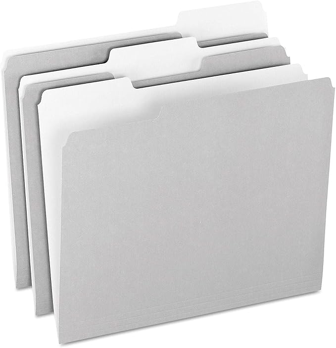 Pendaflex Two-Tone Color File Folders, Letter Size, 1/3 Cut, Gray, 100 Per box (152 1/3 GRA)
