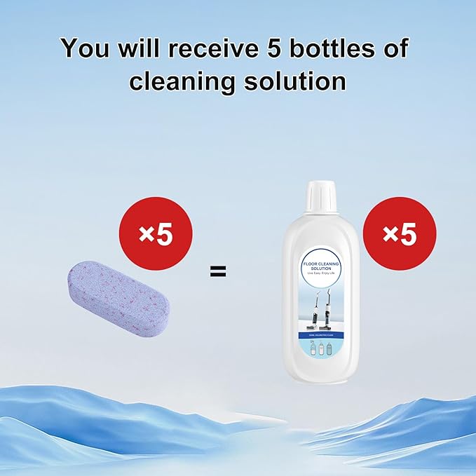Nukisa 5 Bottles Compatible with Tineco Cleaning Solution 500ml Per Bottle Lavender Scents Floor Cleaner Compatible with All Robot Vacuums with Mopping and Cordless Wet/Dry Vacuum (Lavender Scents)