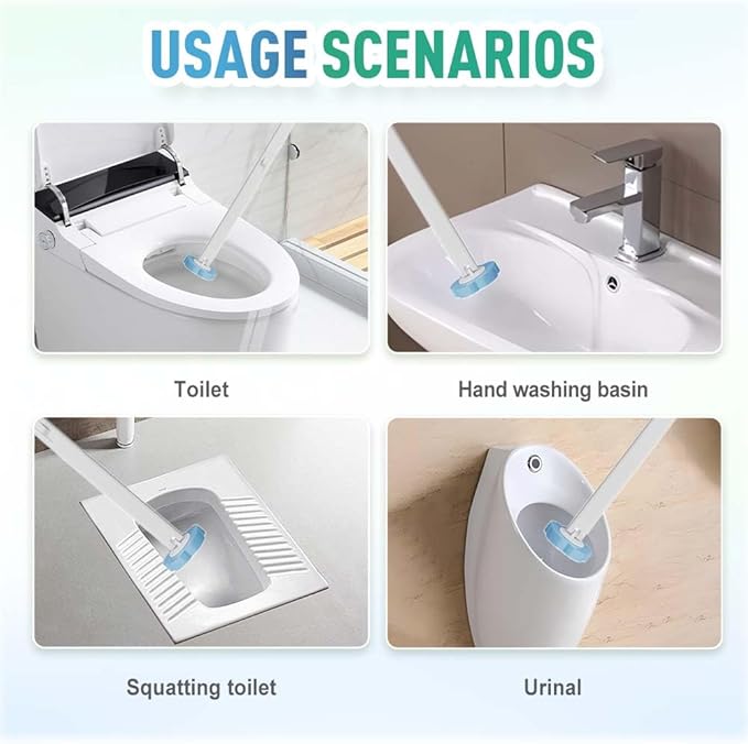 Disposable Toilet Brush, Disposable Toilet Cleaning Tool Set with Holder & Refills, Toilet Brush Holder with Extended Handle and 18 Pcs Brush Refills for Bathroom (Sea Salt Flavor - Brush Head Only)