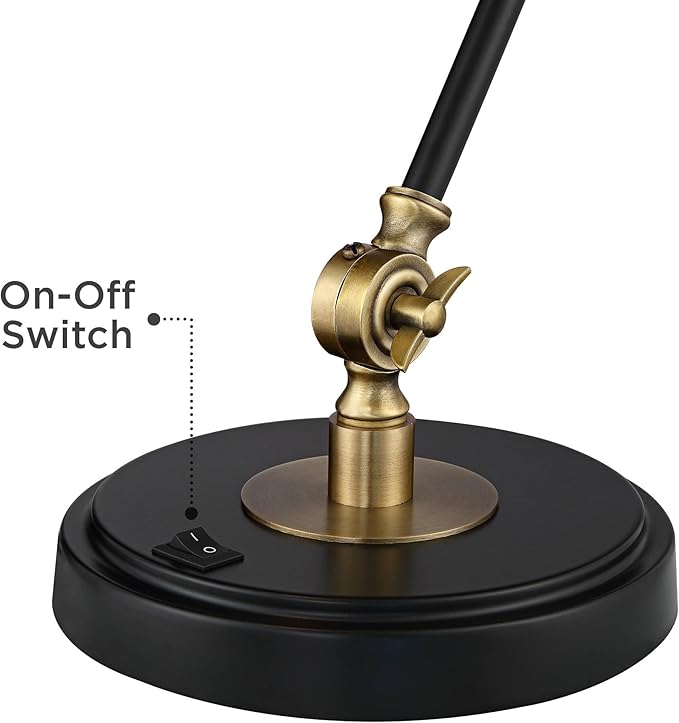 360 Lighting Wray 26 3/4" High Modern Adjustable Desk Lamp with USB Charging Ports A+C Painted Black Brass Metal Cone Shade for Living Room Bedroom House Bedside Nightstand Home Office Reading