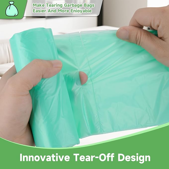Small Bathroom Trash Bags 4 Gallon - 4 Gal Mini Garbage Bags Green 15 Liter 100 Count Unscented Biodegradable Compostable Waste Basket Kitchen Office Liners Strong Thick Bulk Heihaily