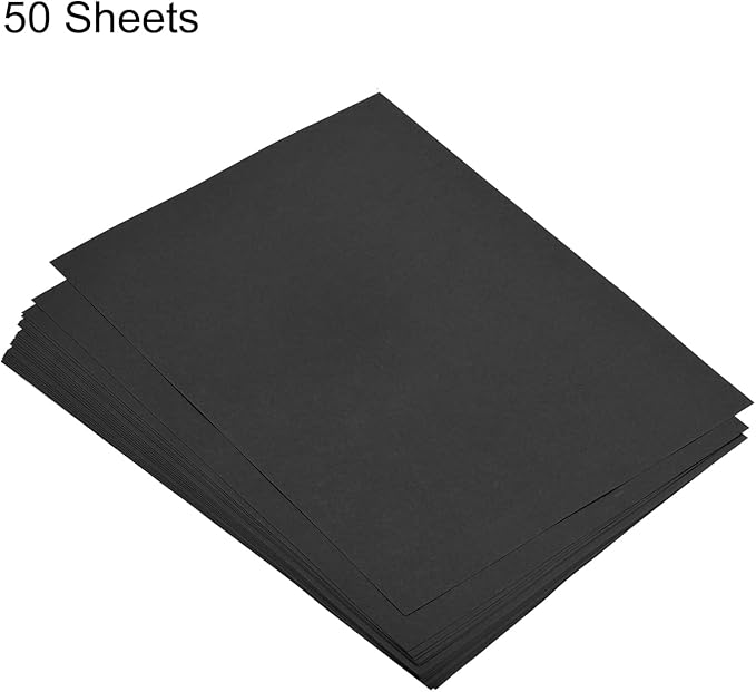 MECCANIXITY 50 Sheets Colored Copy Paper 8.3 x 5.8 Inch Printer Paper 80gsm Black for Office Printing, Document Copying, Invitations, Forms, Art Projects