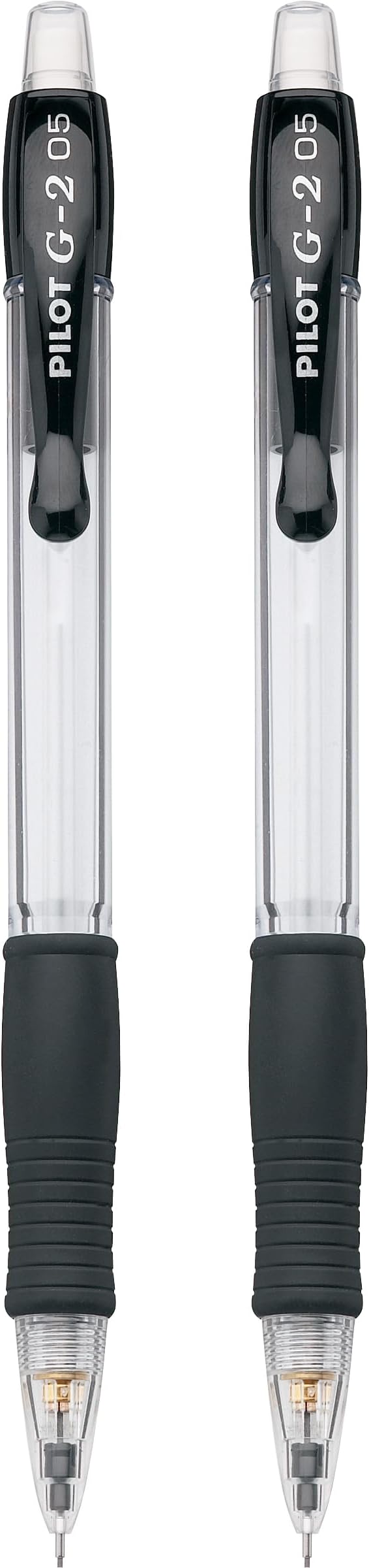 Pilot, G2 Mechanical Pencils, 0.5mm HB Lead, Clear Barrel, Pack of 2