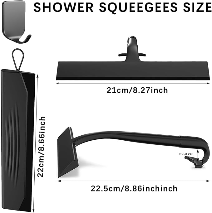 Acreditch Shower Squeegee for Glass Doors, All-One-Piece Silicone with Built-in Hook Design for Easy Hanging and Cleaning, for Bathroom, Glass, Kitchen, Tile Wall, Car