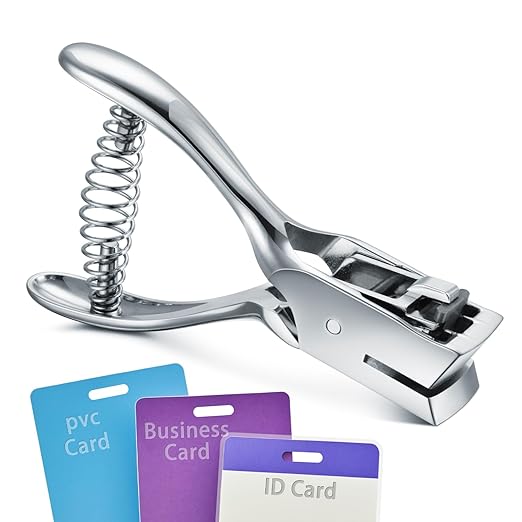 IMLIKE Badge Hole Punch for ID Cards:All Metal Handheld Slot Hole Punch,No Burrs,One Slot Badge Hole Puncher for ID Card,Badge PVC and Blinds Hole, 15mm x 3mm Hole