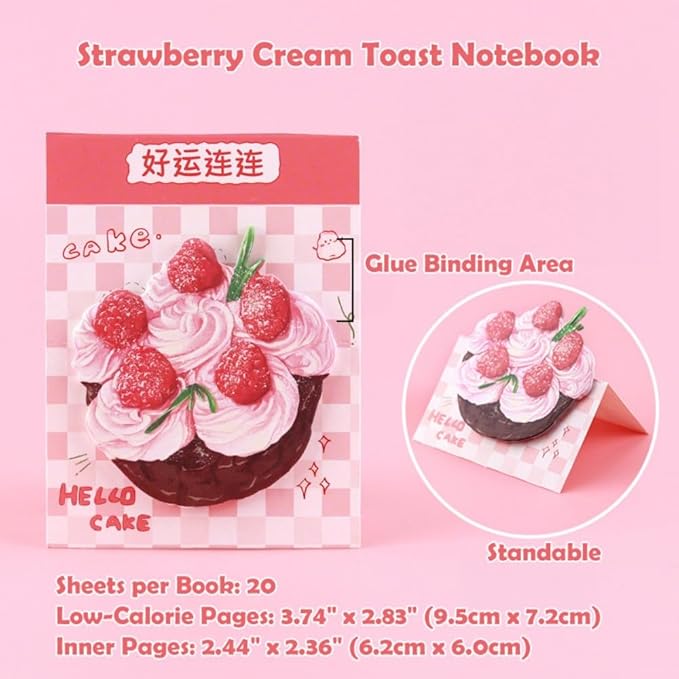 12Pack Cute Bread Toast Sticky Notes, 20 Sheets/pad, Reusable Funny to Do List Notes Book for Office Home