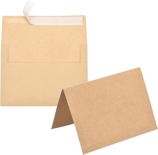 PATIKIL 50Pack Light Brown 5x7 Blank Cards and Envelopes, Self Seal A7 Envelopes with Folded Cardstock Small for Greeting Cards Wedding Greeting Birthday Invitations Letter Mailing