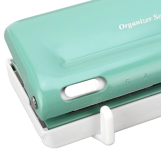 6 Hole Punch, Adjustable Spacing Hole Puncher for A4 A5 B5 A6 A7, for Home Office School Supplies, Design, Green