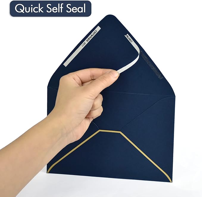 50 Pack, Size A7, Thick Luxury Invitation 5 x 7 Envelopes - For 5x7 Cards| Self Seal| Perfect for Weddings, Invitations, Photos, Graduation, Baby Shower| 5.25 x 7.25 Inches (Noble blue)