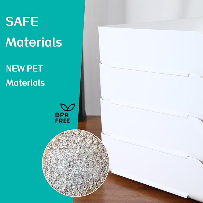 (4pcs Pack) HKeeper Stackable Paper Trays,Letter Tray Organizer,Office Desktop Organizer,A4 Paper Holder,Supplies Magazine,File Documents,Receipts（White,Regular）