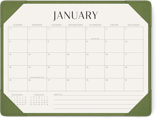 Jotsome Desk Calendar 2026 with Desktop Mat, Desk Pad Calendar From 2026 to Jun 2027 14x10.5 inch, Desk Blotter Calendar for Home Office and School, Easy Planning, Green