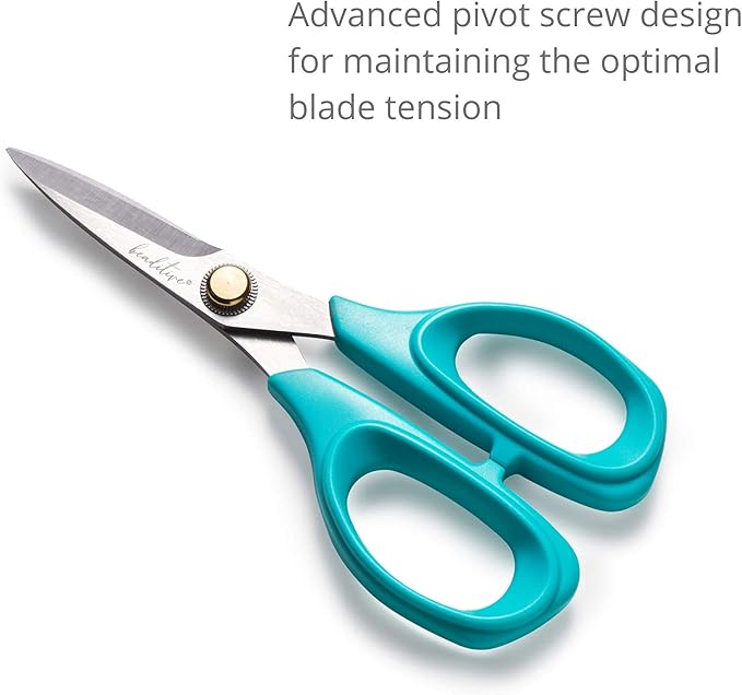 Beaditive Sewing Scissors - 6-Inch Stainless Steel Fabric Scissors - Professional Scissors with Serrated Blade for Easy Cloth Cutting & Quilting - Comfortable Craft Tailor & Dressmaker Shears – Teal
