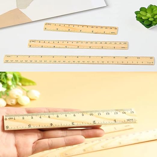 12 Pack 12 inch Wooden Ruler Kit with Conversion Table Metric Straight Edge Linear Measurement Ruler for School, Classroom, Home, and Office (12)