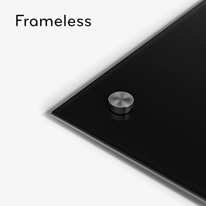 U Brands Glass Dry Erase Board, 36" x 48", Black Surface With Silver Grommets, Frameless, Includes Marker With Eraser