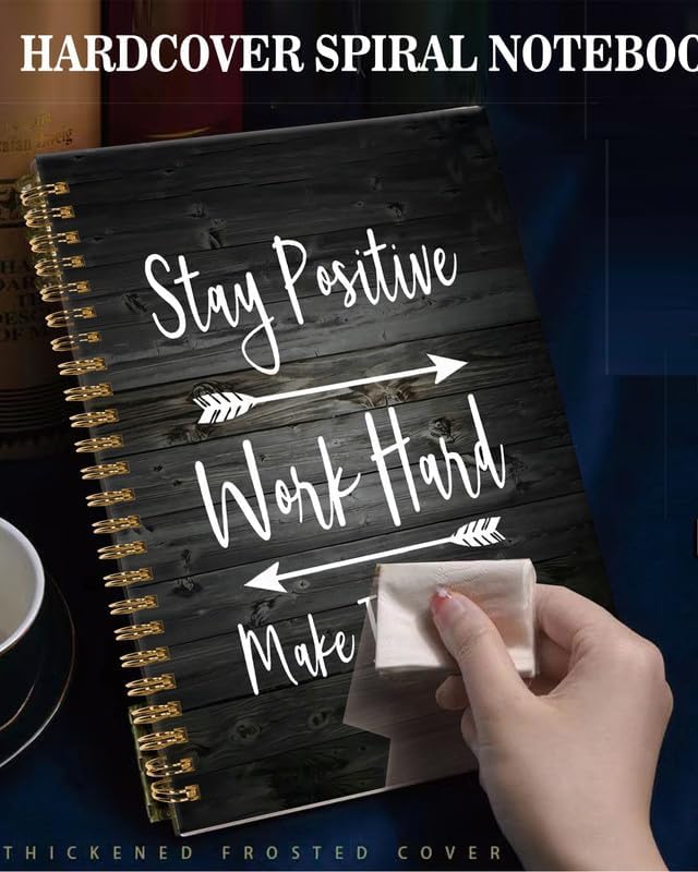 Spiral Journal Notebook,A5 Hardcover Lined Journals for Women Girl 6 x 8.3 in,120 Pages Thick Paper,Cute College Ruled Writing Notebook for Gifts Office Work School(Stay Positive Motivational)