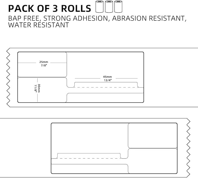 Phomemo Labels,Jewelry Price Tags - Self-Adhesive Sticker Labels Compatible with Phomemo M100/M110/M250 Label Printer,M110 Thermal Label for Cabel, 1.18 x 0.98 Inch (30x25mm+45mm),100PCS x 3 Roll