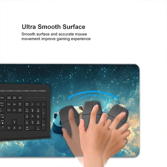 Cute Panda Gaming Mouse Pad Desk Pad Dream Animals Cloud Fantasy Large Gaming Mouse Mat with Stitched Edges,Non-Slip Waterproof Rubber Base Mouse Mat Office Computer Keyboard Laptop Home 31.5"x11.8"
