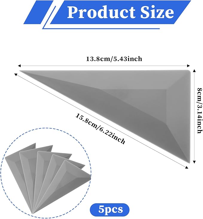 5Pcs Window Tint Squeegee Triangle Contour Squeegee Card Scraper Window Tint Tools Grey Corner Squeegee Vinyl Wrap Tool Kit for Car Wrapping Window Tinting Film Installation Application