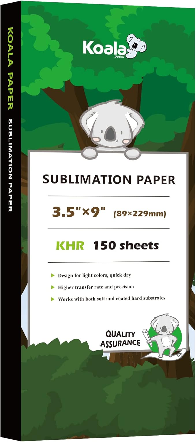 Koala Sublimation Paper 150 Sheets 3.5x9 Inches for Heat Transfer DIY Gift Compatible with Inkjet Sublimation Printer 105gsm