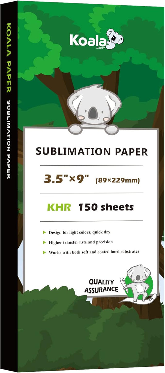 Koala Sublimation Paper 150 Sheets 3.5x9 Inches for Heat Transfer DIY Gift Compatible with Inkjet Sublimation Printer 105gsm