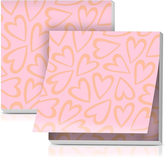 2 Pack Sticky Notes 3x3 Inches, Bright Cute Strong Sticking Power, Easy to Post for Home, Office, 80sheets/Pads, Pink Heart