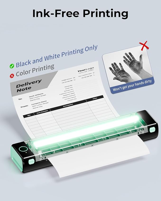 Phomemo Portable Printers Wireless for Travel - Bluetooth Thermal Printer Supports 8.5" X 11" Letter, Inkless Printer Compatible with Phone Laptop for Home Use Car Office School, Come with Carry Case