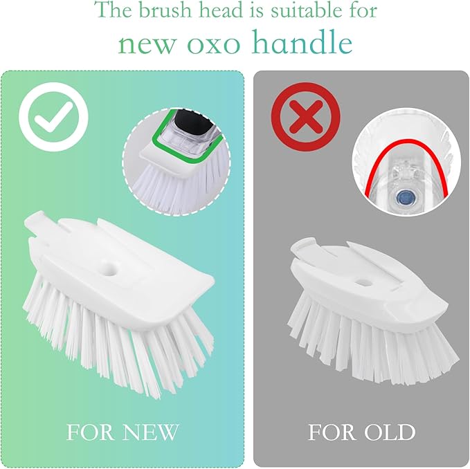 New Brush Refills for OXO New Soap Dispensing Dish Brush - 4 Pack Dish Brush Cleaning Soap Dispensing Head Replacement for Scrubber