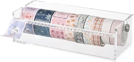 Rainmae Acrylic Washi Tape Dispenser Washi Tape Organizer Sticker Roll Cutter Masking Tape Storage Dispenser,Tape Cutter,Tape Roll Holder for Office Home School (Not Include Tape)