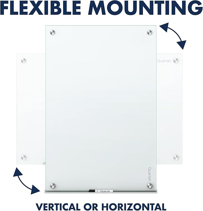 Quartet Glass Whiteboard, Non-Magnetic Dry Erase White Board, 3' x 2', Includes Accessory Tray, 1 Marker and 2 Glass Board Magnets, White Surface, Infinity (G3624NMW)