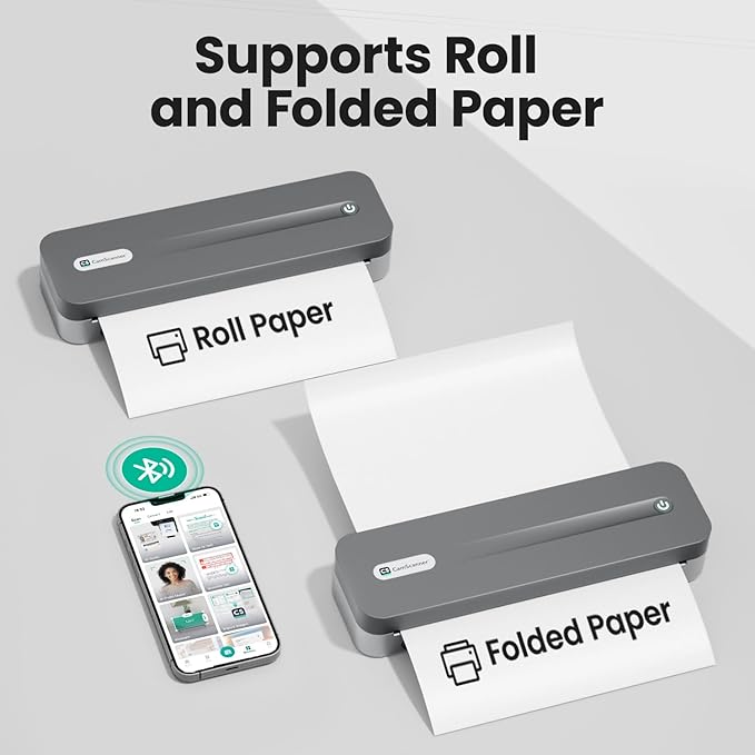 P1 Pro Thermal Printer, Large Format Portable Bluetooth Inkless Printer with 1 Roll Paper 8.5x11 Inch, Compatible with iPhone ＆ Computer,Home Office Essentials