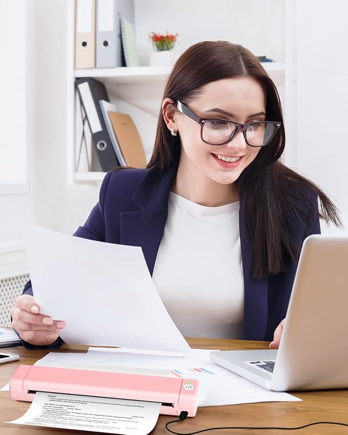 Phomemo Portable Printers Wireless for Travel, M08F Thermal Bluetooth Printer Support for 8.5"x11" US Letter, Small Inkless Printer Compatible with iOS, Android, Laptop for Car, Office, Home