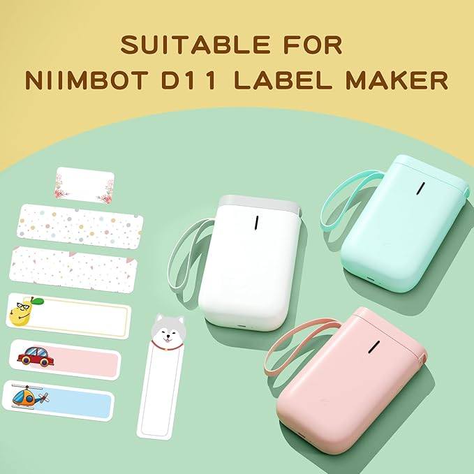 NIIMBOT D11 Luminous Label Maker Tape 3 Rolls Adhesive Label Paper 0.51" X 1.38" (13 X 35mm) 90 Labels/Roll, Compatible for NIIMBOT D11 D110 Label Printer, 3-Roll