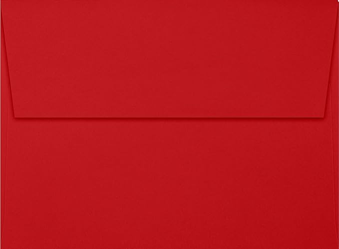 LUXPaper A7 Invitation Envelopes | 5 1/4" x 7 1/4" | Holiday Red | 60lb. Text | 250 Qty
