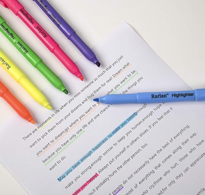 Rarlan Highlighters, Chisel Tip, Assorted Fluorescent, 96 Count Bulk Pack