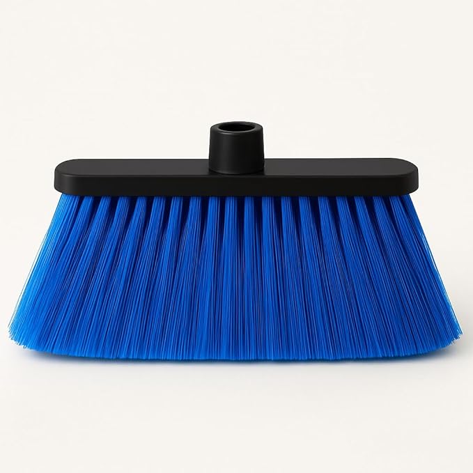 Healing Atlas LUZIA Blue 14" High-Density Push Broom Head – Soft Flagged Tips – Universal 7/8" Thread – Indoor/Outdoor – Eco-Friendly Recycled PP (Blue, LUZIA)