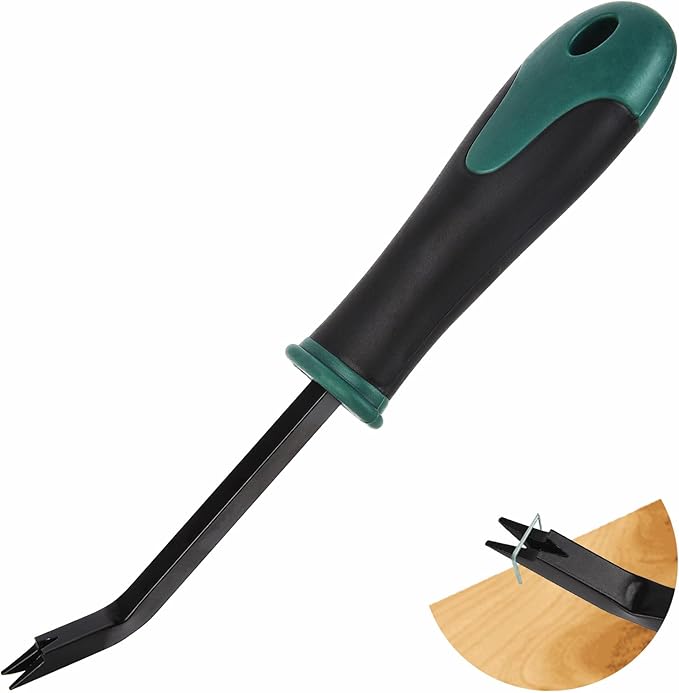 Heavy Duty Staple Remover Tool Upholstery Stapler Puller Lifter Staple Extractor Tack Puller for Removing Staples for Carpets Wood Flooring Furniture (Black-Green)