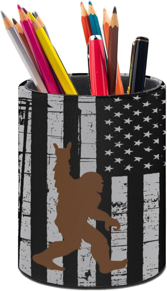Sasquatch Pen Holder Pencil Organizer Cute Pencil Cup Desk Decor Makeup Brush Holder PU Multifunctional Office Suppliesfor Home Classroom School