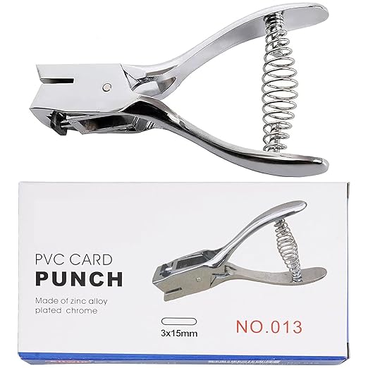 Slot Punch Badge Hole Punch Plier Tool for PVC ID Card Hand Held (Punch)