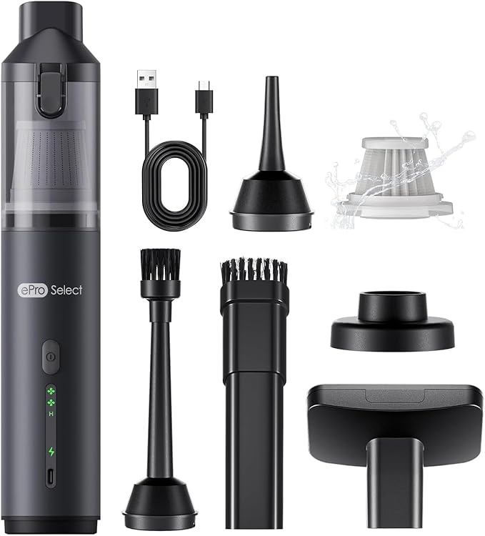 EPROEON EV1396 Cordless Handheld Vacuum Cleaner - 100W 16000Pa Powerful Suction, 14-24min Runtime, Multi-Nozzles & Floor Brush for Home, Car & Narrow Spaces