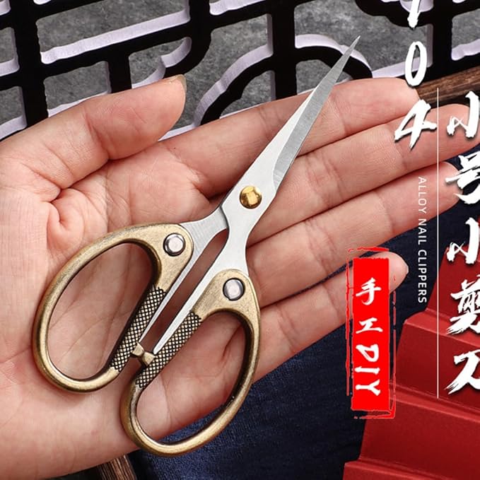 5" All Stainless Steel Office Scissors,Ultra Sharp Blade Shears,Sturdy Sharp Scissor for Office Home School Sewing Fabric Craft Supplies Multipurpose Scissors Brassy