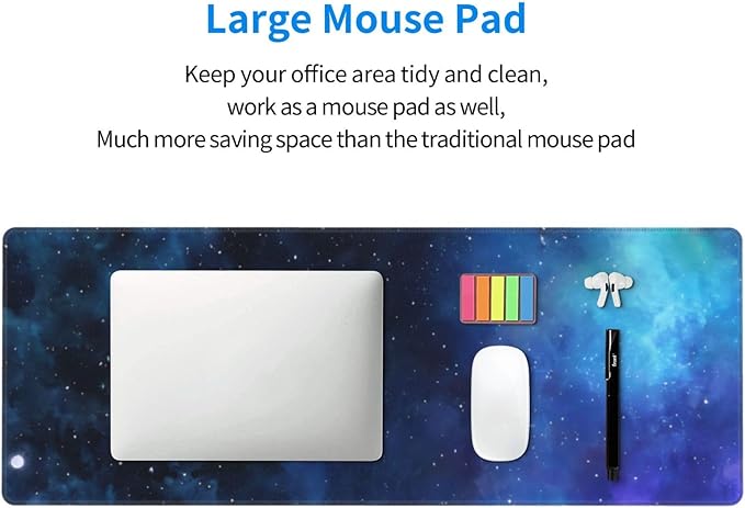 Gaming Mouse Pad, Large Non-Slip Rubber Base Mousepad, Keyboard Mouse Mat, Desk Pad with Stitched Edges, 31.5x11.8inch,Starry Sky