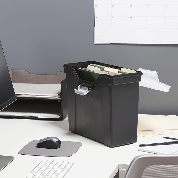 STAPLES Slim Portable File Tote, Letter Size, Black