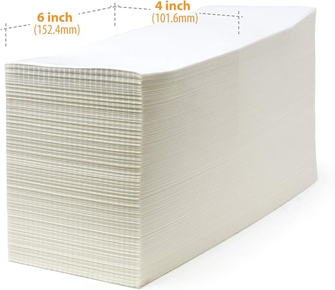 Buhbo 4" x 6" Direct Thermal Labels - Perforated BPA Free - Compatible with Zebra & Rollo Printer - Commercial Grade Shipping (4000 Fanfold Labels - 2 Stacks of 2000)