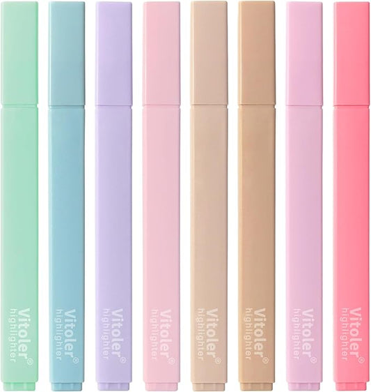 Vitoler Bible Highlighters Assorted Colors,8 Pack,Soft Chisel Tip,Cute Highlighters Set for Aesthetic School Office Supplies,Book Markers