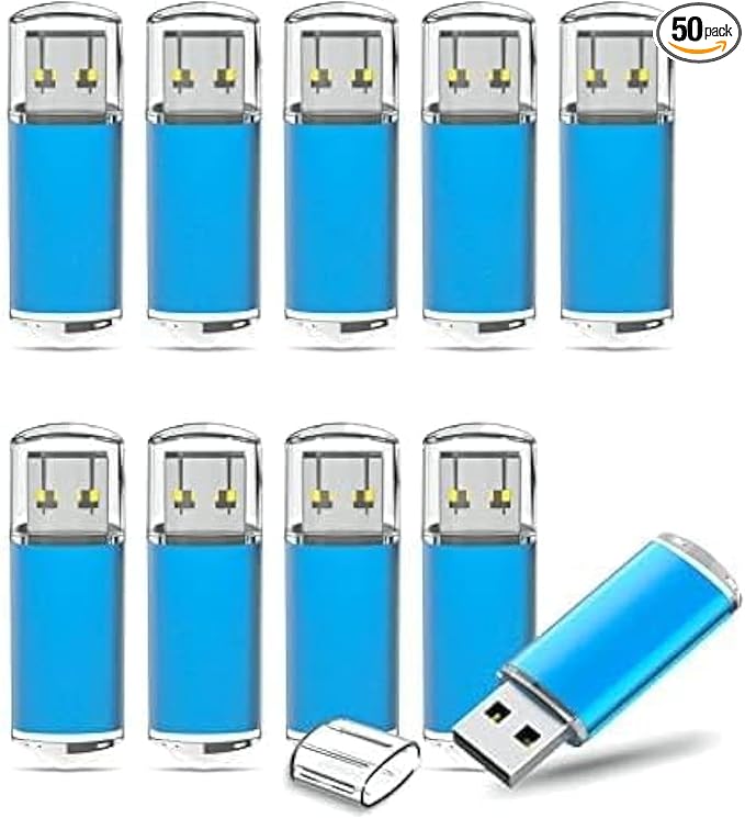 TOPESEL 50 Pack 4GB USB 2.0 Flash Drive High Speed 4G Thumb Drive Memory Stick Jump Drive 4G USB Drive Zip Drive for PC laptops, Tablets, TVs, car Audio (Blue)