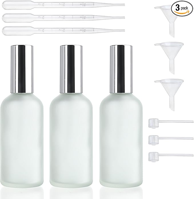 YU FENG Perfume Bottles Empty Glass Refillable Atomizer 3 Pack 100ml/3.4oz