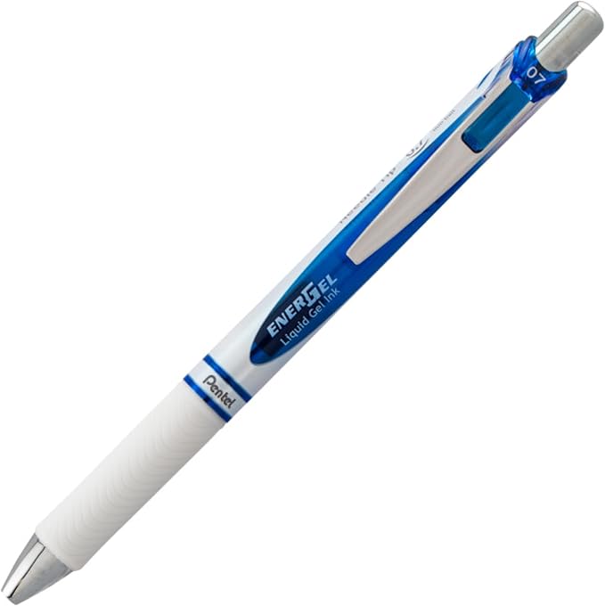 Pentel EnerGel PEARL Retractable Liquid Gel Pen, 0.7mm Medium Line, Needle Tip, Blue Ink, 12 Pack Window Box