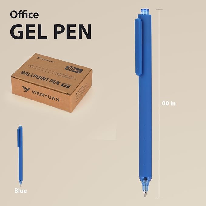 WY WENYUAN Pens Bulk, 30-Pack Blue Ballpoint Pens (1.0mm Medium Point) - Smooth Writing No-Smear Click-Type Bulk Pens for School,Corporate,Journals