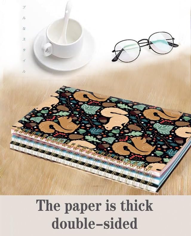Spiral Journal Notebook,A5 Hardcover Lined Journals for Women Girl 6 x 8.3 in,120 Pages Thick Paper,Cute College Ruled Writing Notebook for Gifts Office Work School(Squirrel)