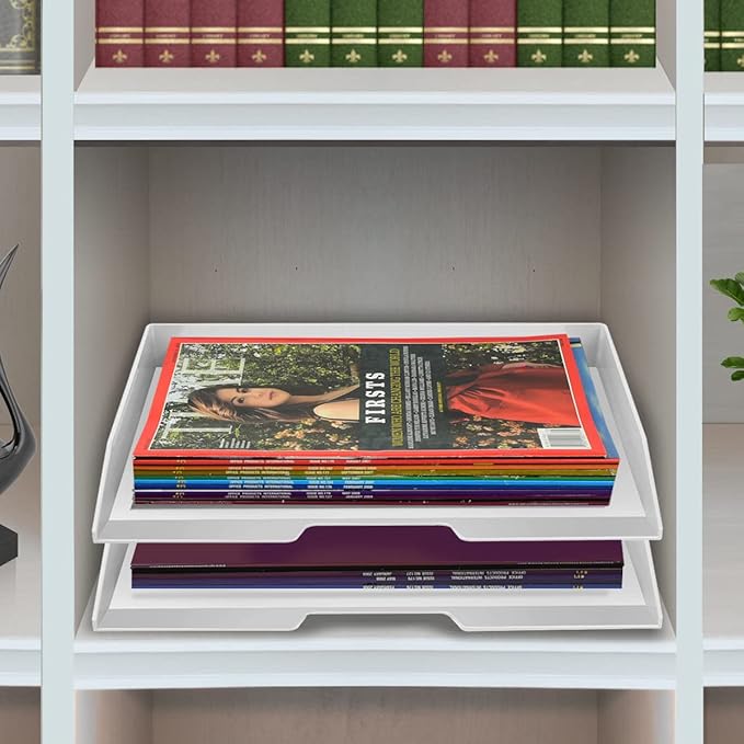 Acrimet Stackable Letter Tray 2 Tier Side Load, Plastic, Desktop File Organizer (White Color)